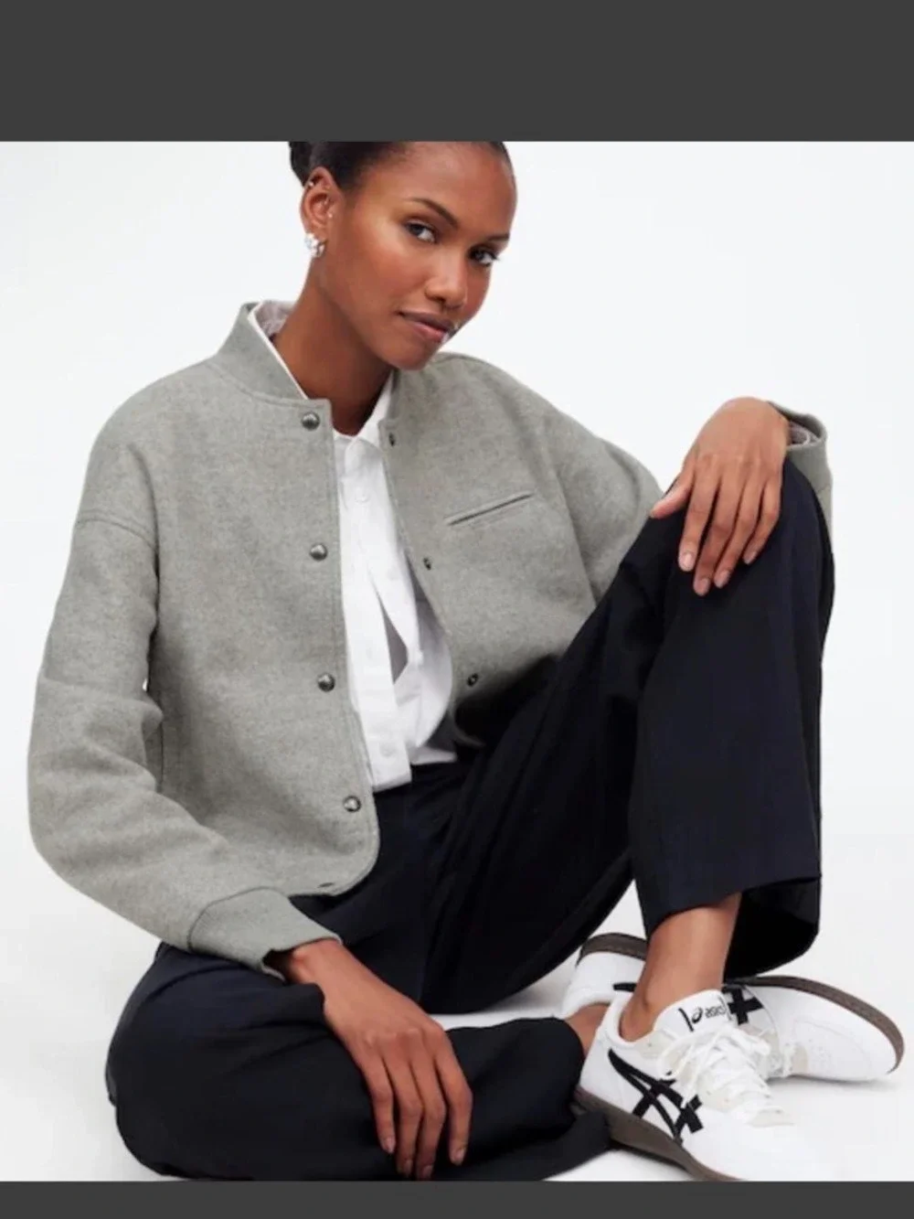 Madewell-Snap Front Bomber Jacket size Small Grey-like new - Picture 4 of 14